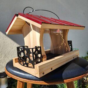 NEW Heavy Duty Bird Feeder Wood Birdhouse Garden Decor Bird House Hand Crafted H